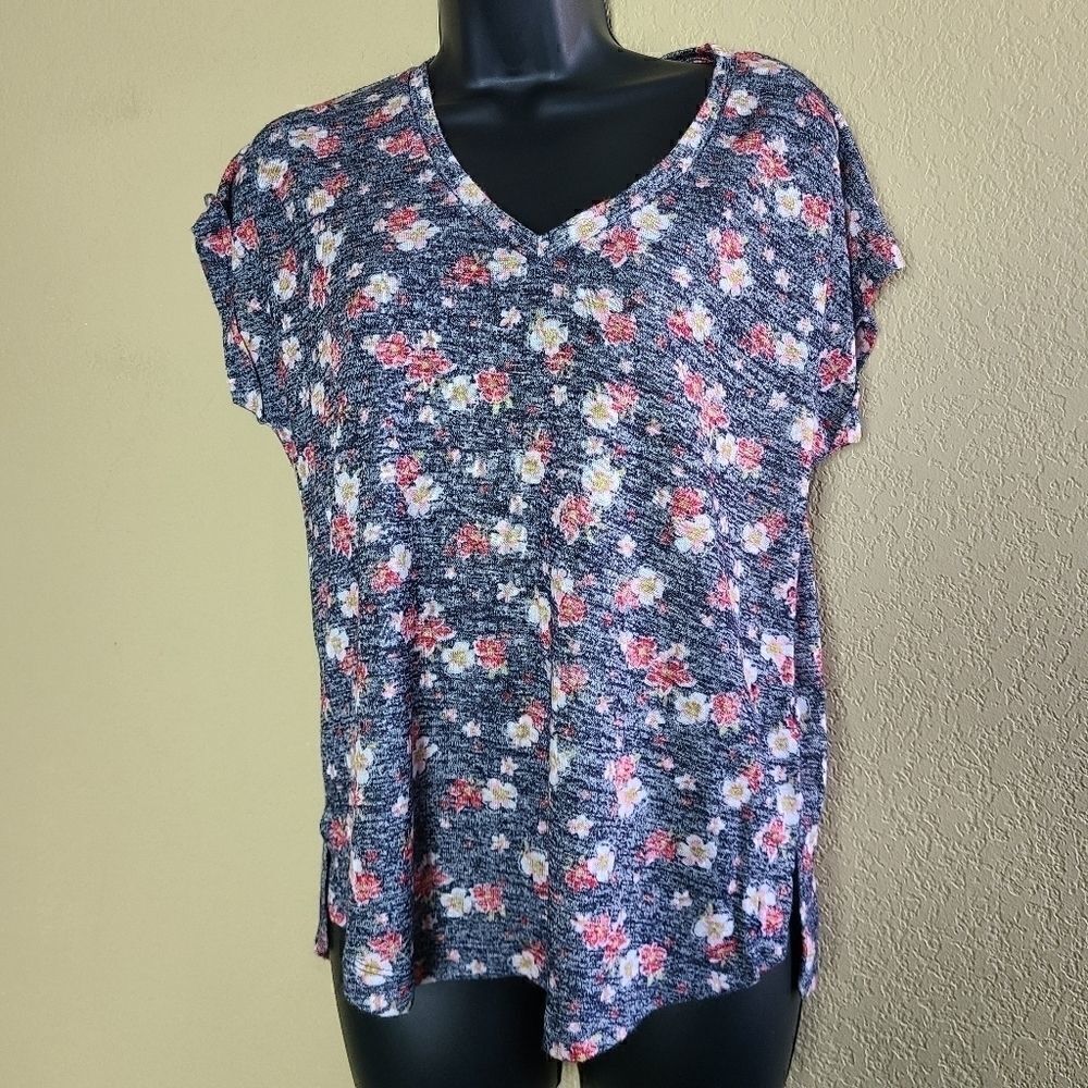 Bobeau Floral V-neck Top  
